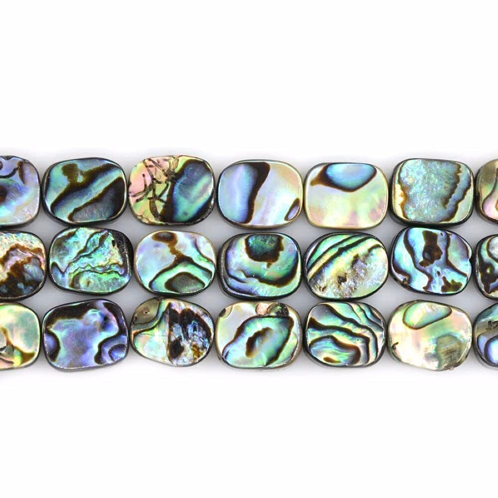 7463 Natural 10mm Abalone Shell Flat Rectangle Beads Strand 16 Inch Jewelry